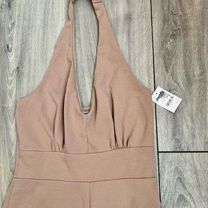 Nude brown halter pantsuit in size small
